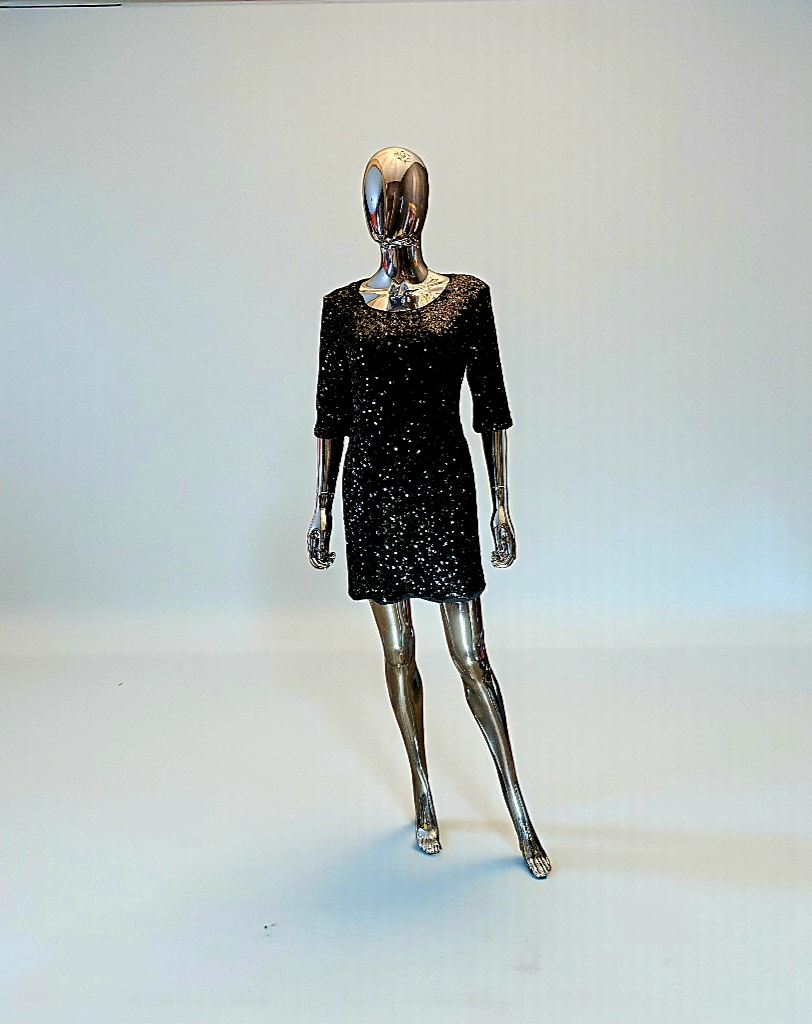 dolce and gabbana black sequin dress Long sequined dress with corset detailing in Black for Women