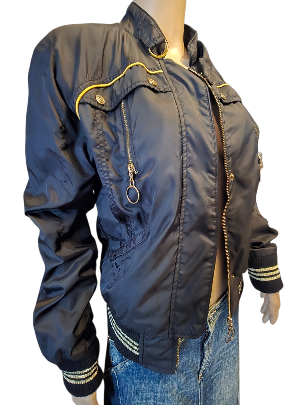 Galliano bomber noir et or