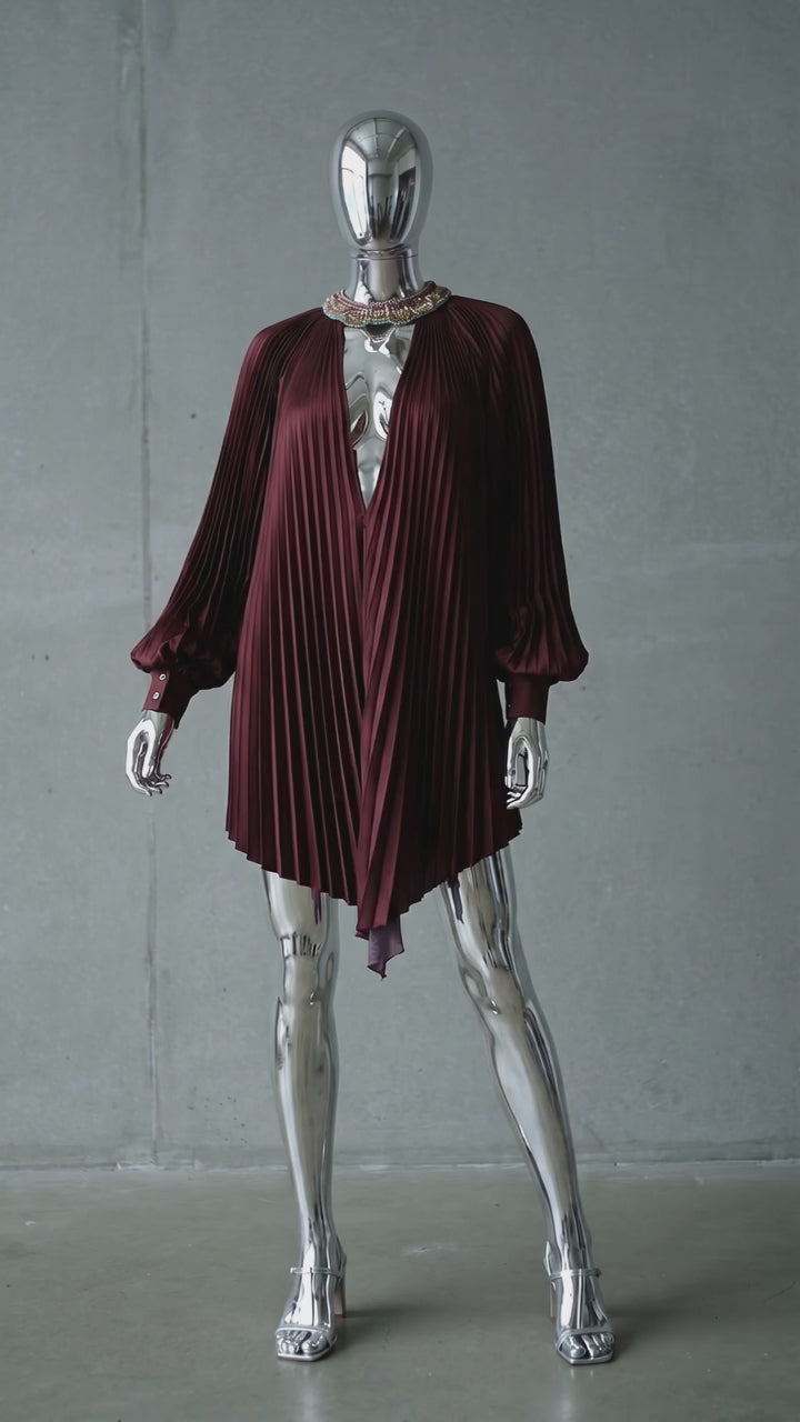 Alexandre Vauthier robe prototype robe plissée prune bijoux T36 neuve - L.F Lusso