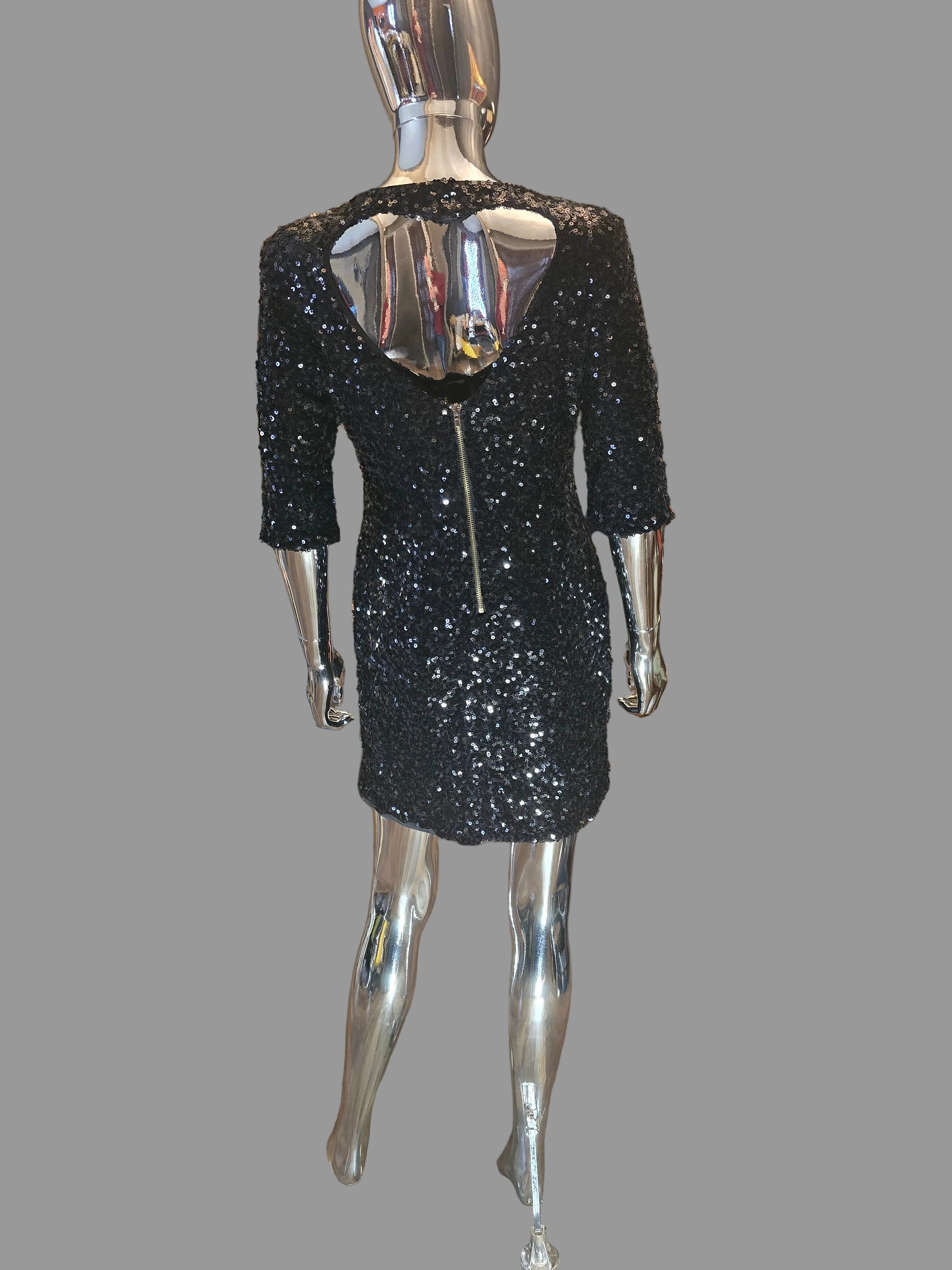 Dolce & Gabbana Robe de Soirée Sequins Noirs T38