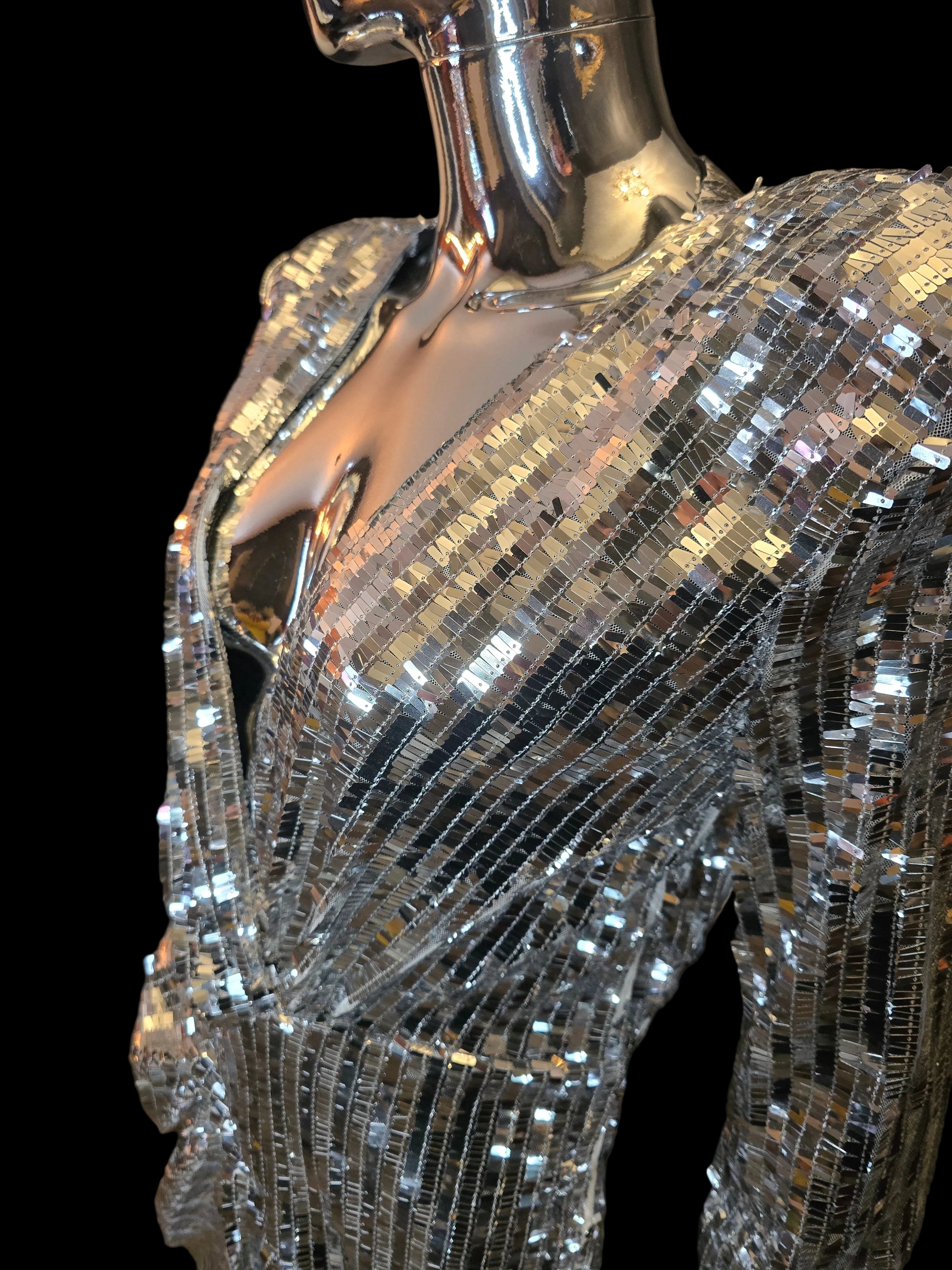 Azzaro — Robe de Soirée Facettes Argentées T40