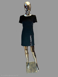 Jean Paul Gaultier Junior – Robe Noire Sequins aux Manches & Bande Avant – T38