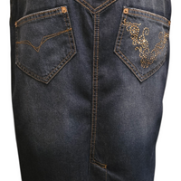 Versace Jeans Couture – Jupe Denim & Strass Dorés – Longueur Genou – T38