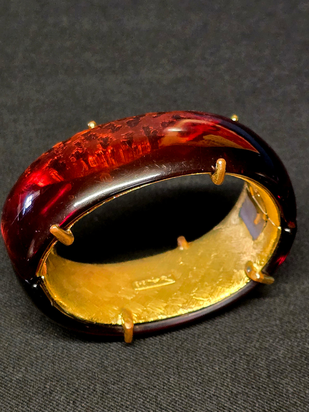 Yves Saint Laurent Parure Bracelet & Clips Oreilles Style Ambre Années 80