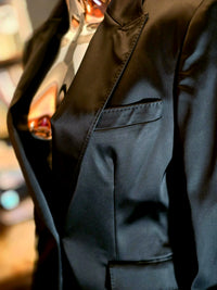 Dolce & Gabbana – Veste de Costume Noire Légèrement Brillante & Doublure Léopard – T40 (IT44)