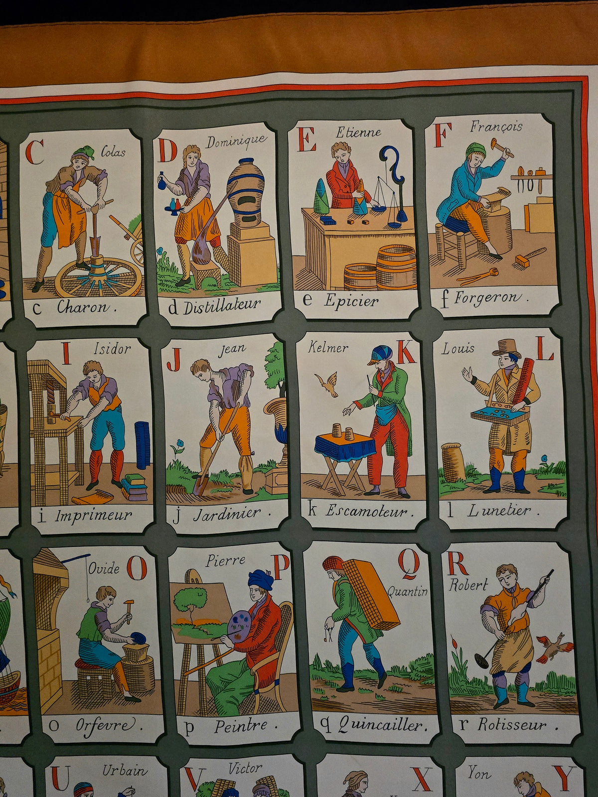 Hermès – Carré de Soie "L'Alphabet des Métiers" 90×90 cm