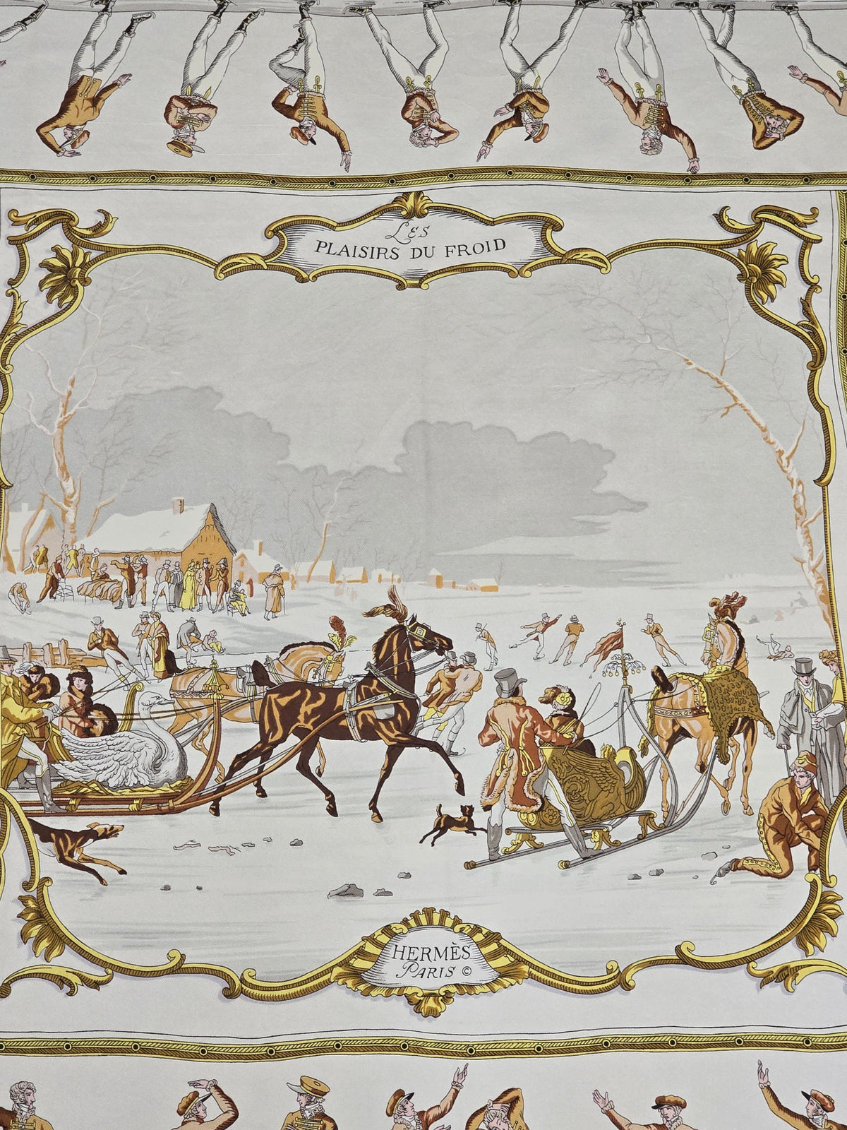 Hermès – Silk Scarf "Les Plaisirs du Froid" 90×90 cm – 1955