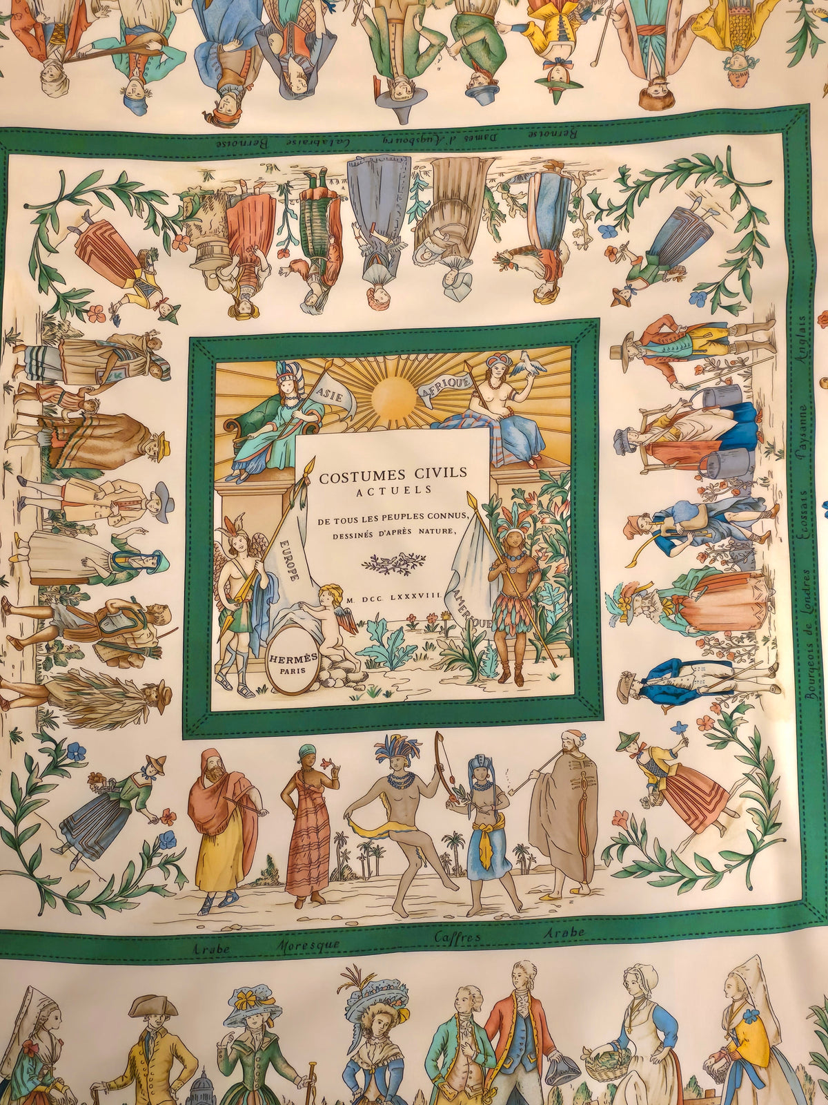 Hermès – Carré de Soie "Costumes Civils Actuels" 90×90 cm – 1995