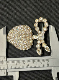 Yves Saint Laurent Broche Cœur & Nœud Argentée Cristal Années 2000