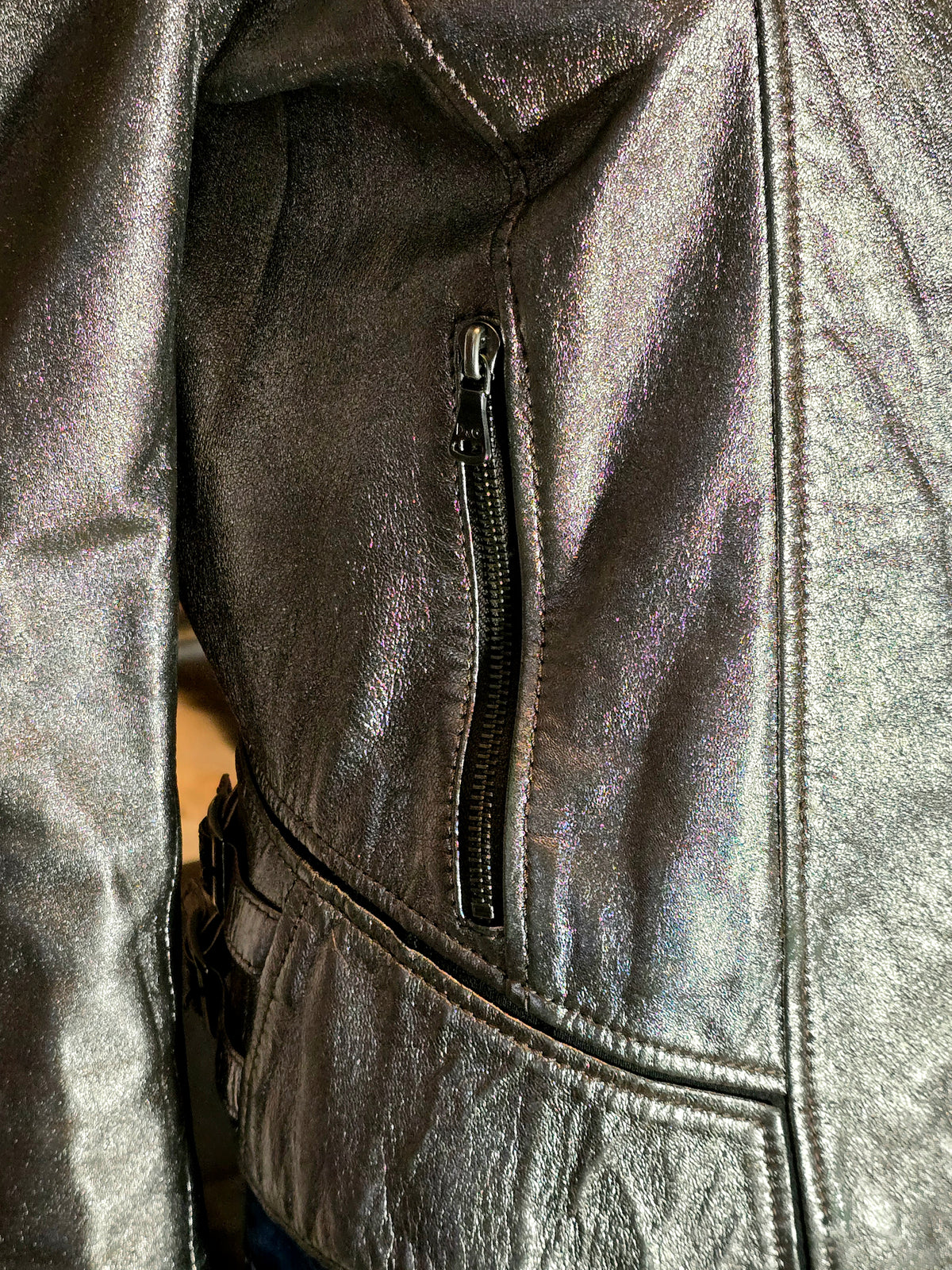 Blouson en cuir argent style motard Dolce & Gabbana - L.F Lusso