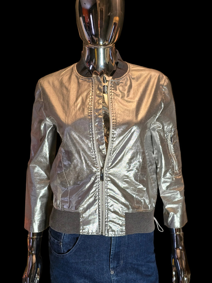 Paco Rabanne silver bomber jacket size 36 vintage - L.F Lusso