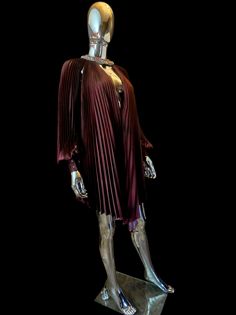 Alexandre Vauthier prototype robe large plissée bordeaux T36 neuve - L.F Lusso