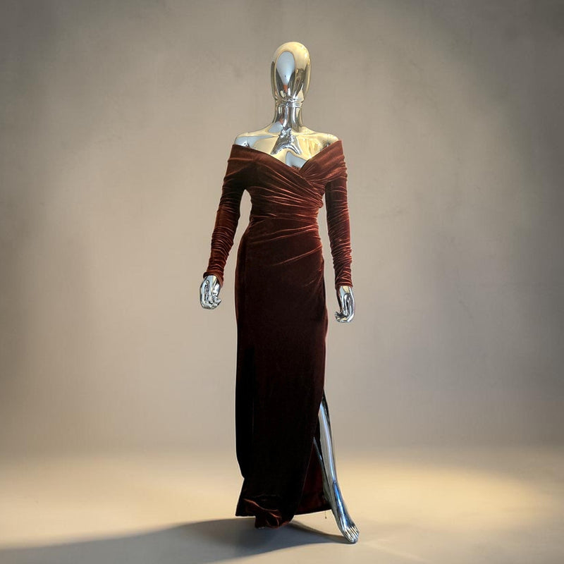 Alexandre Vauthier robe longue asymétrique en velours - L.F Lusso