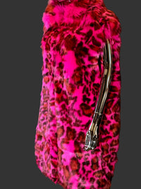 Diesel – Pink Leopard Faux Fur Sleeveless Coat – Size S