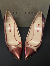 Elie Saab Escarpins Cuir Rose Brillant & Vinyle T39