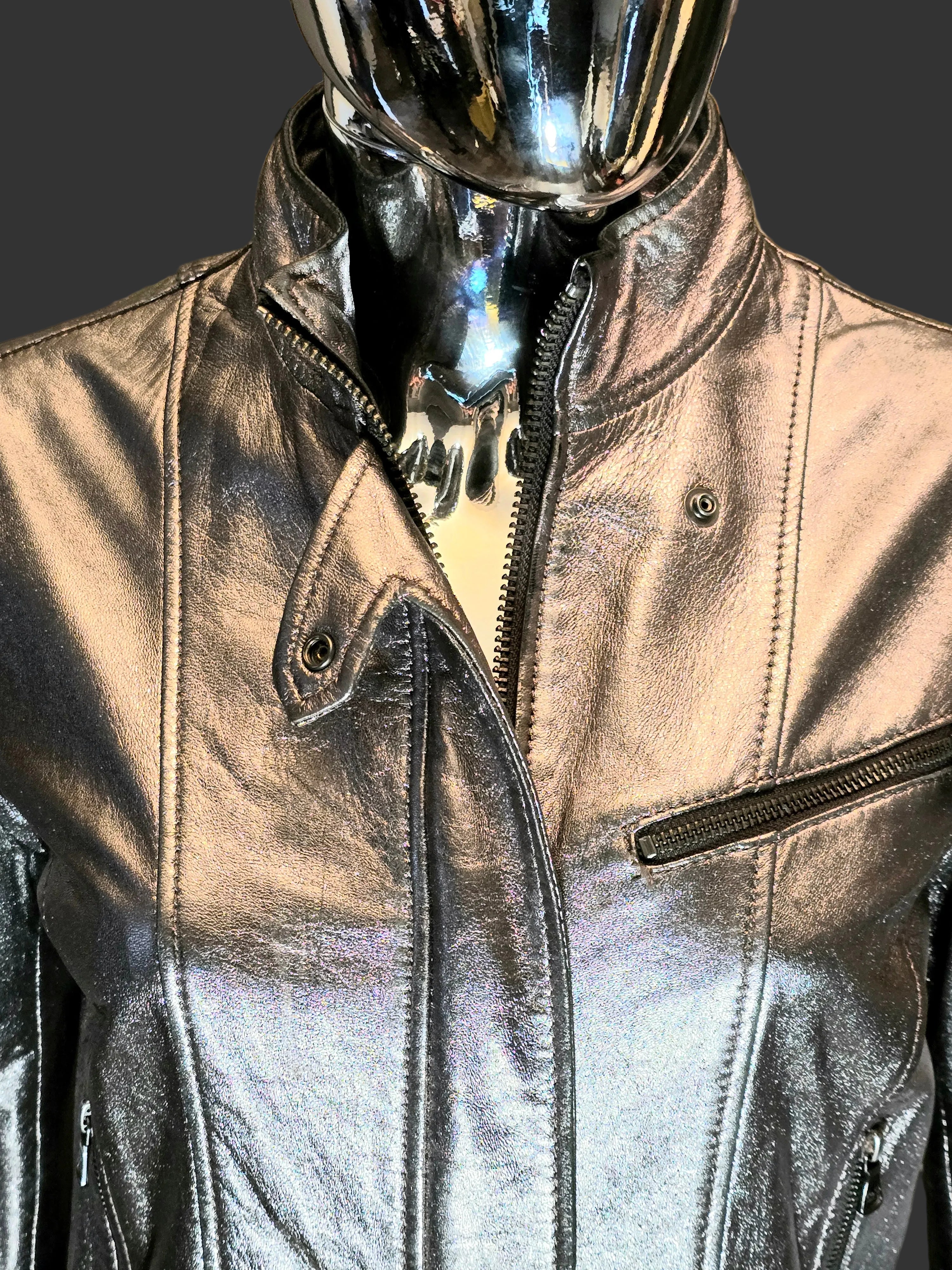 Dolce & Gabbana Blouson Cuir Argenté T40