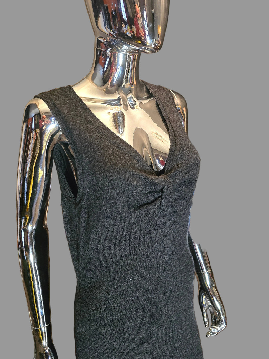 Dolce & Gabbana Robe Longue Grise en Laine T40