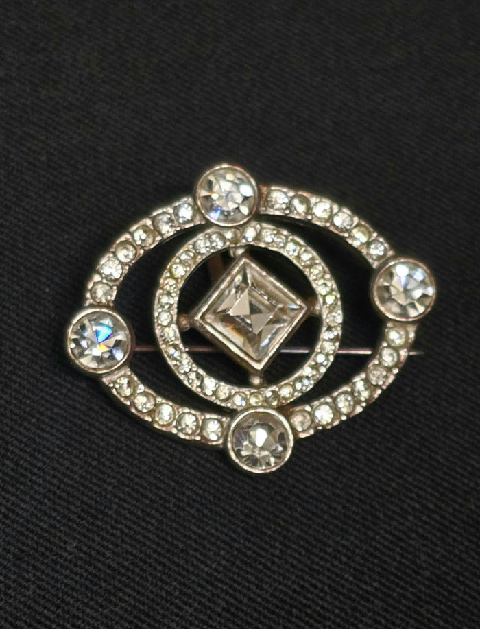 Yves Saint Laurent Silver-tone & Crystal Brooch 2000s