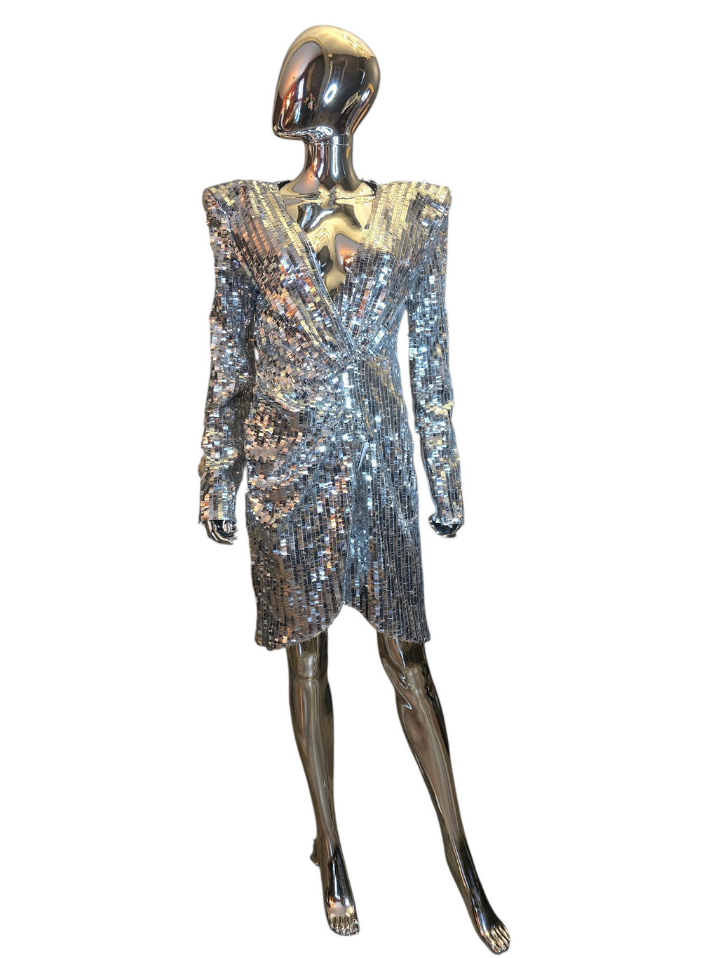 Azzaro — Robe de Soirée Facettes Argentées T40