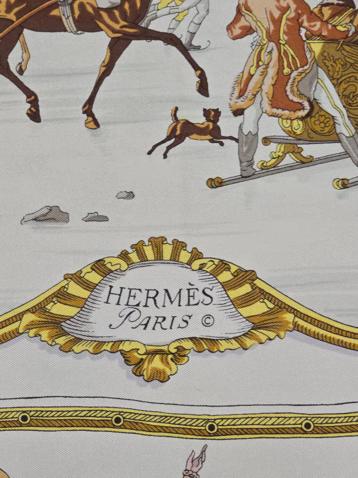 Hermès – Silk Scarf "Les Plaisirs du Froid" 90×90 cm – 1955