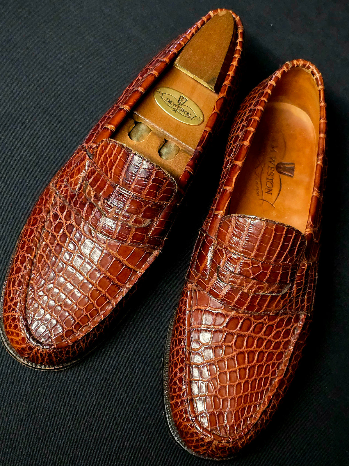 J.M. Weston crocodile loafers size 37,5 vintage - L.F Lusso