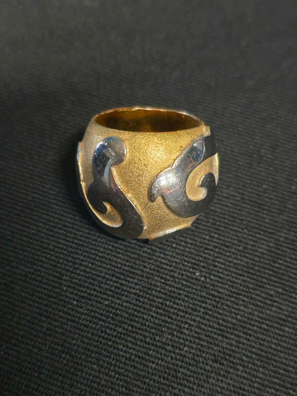 Yves Saint Laurent Statement Gold & Silver Ring 2000s Size 53