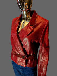Valentino red croco leather jacket size 38 vintage - L.F Lusso