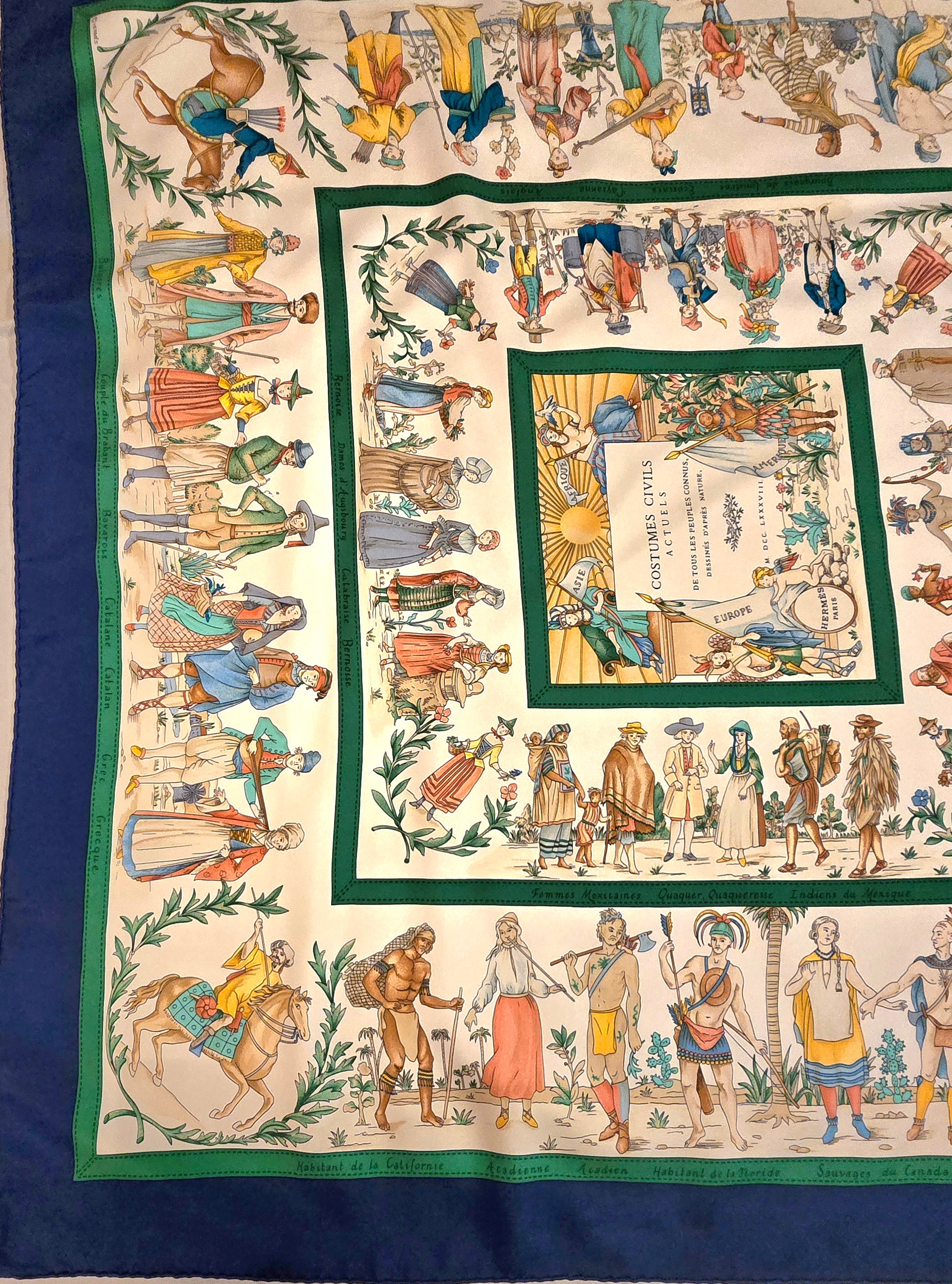 Hermès "costumes civils actuels" carré de soie