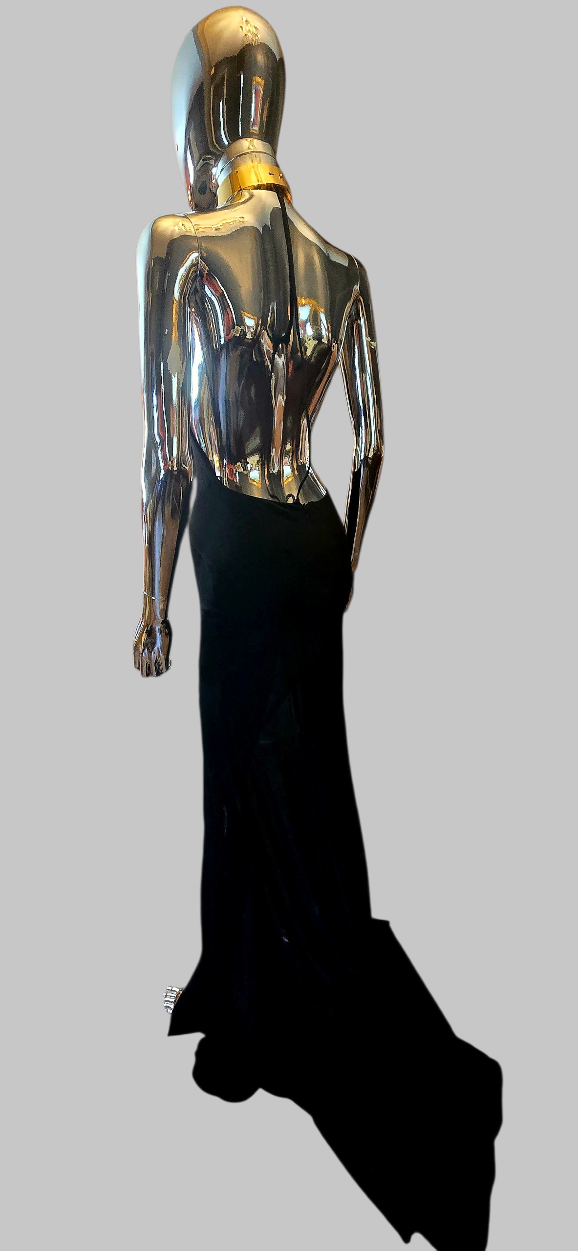 Alexandre Vauthier robe longue noire dos nu bijoux coup or - L.F Lusso