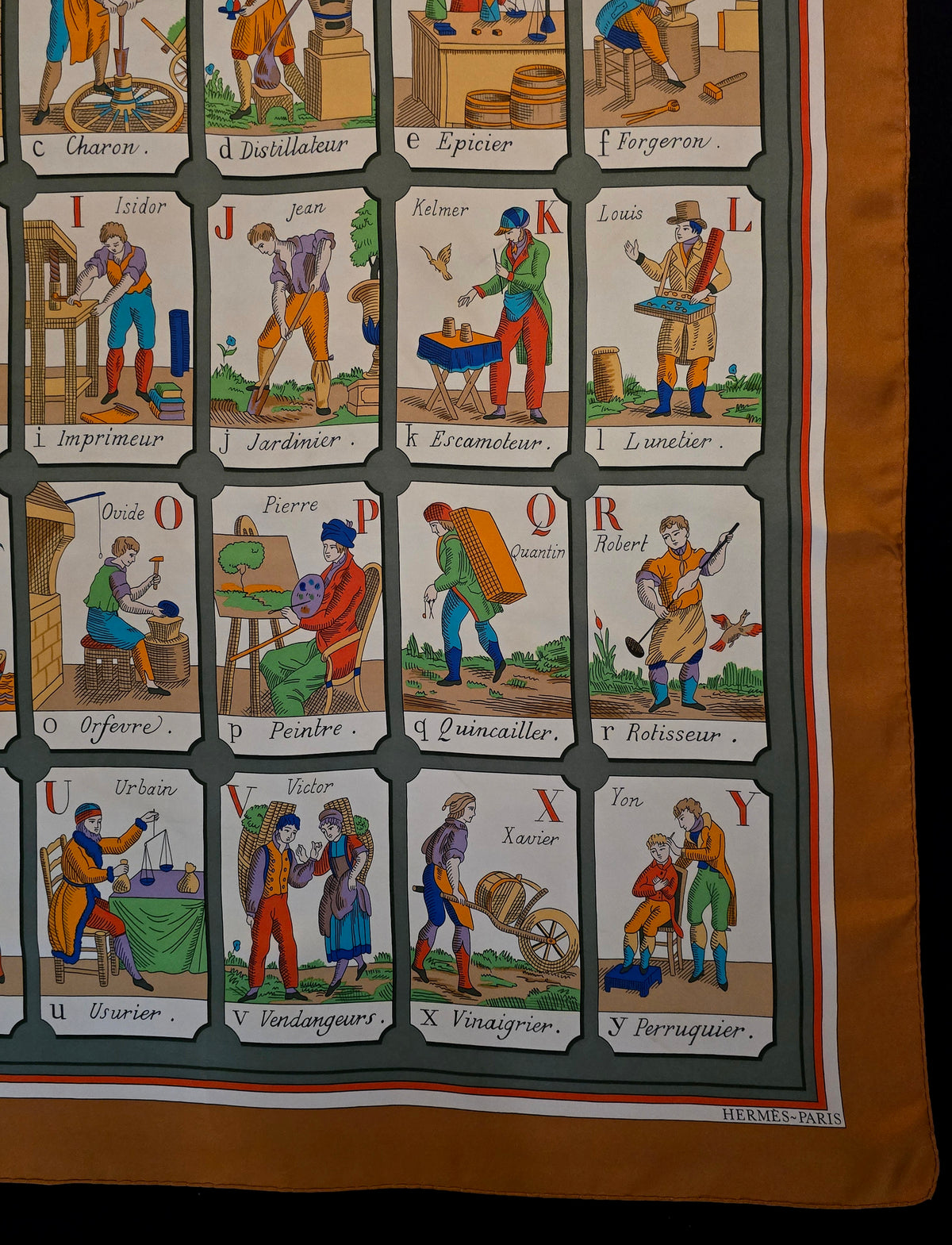 Hermès – Carré de Soie "L'Alphabet des Métiers" 90×90 cm