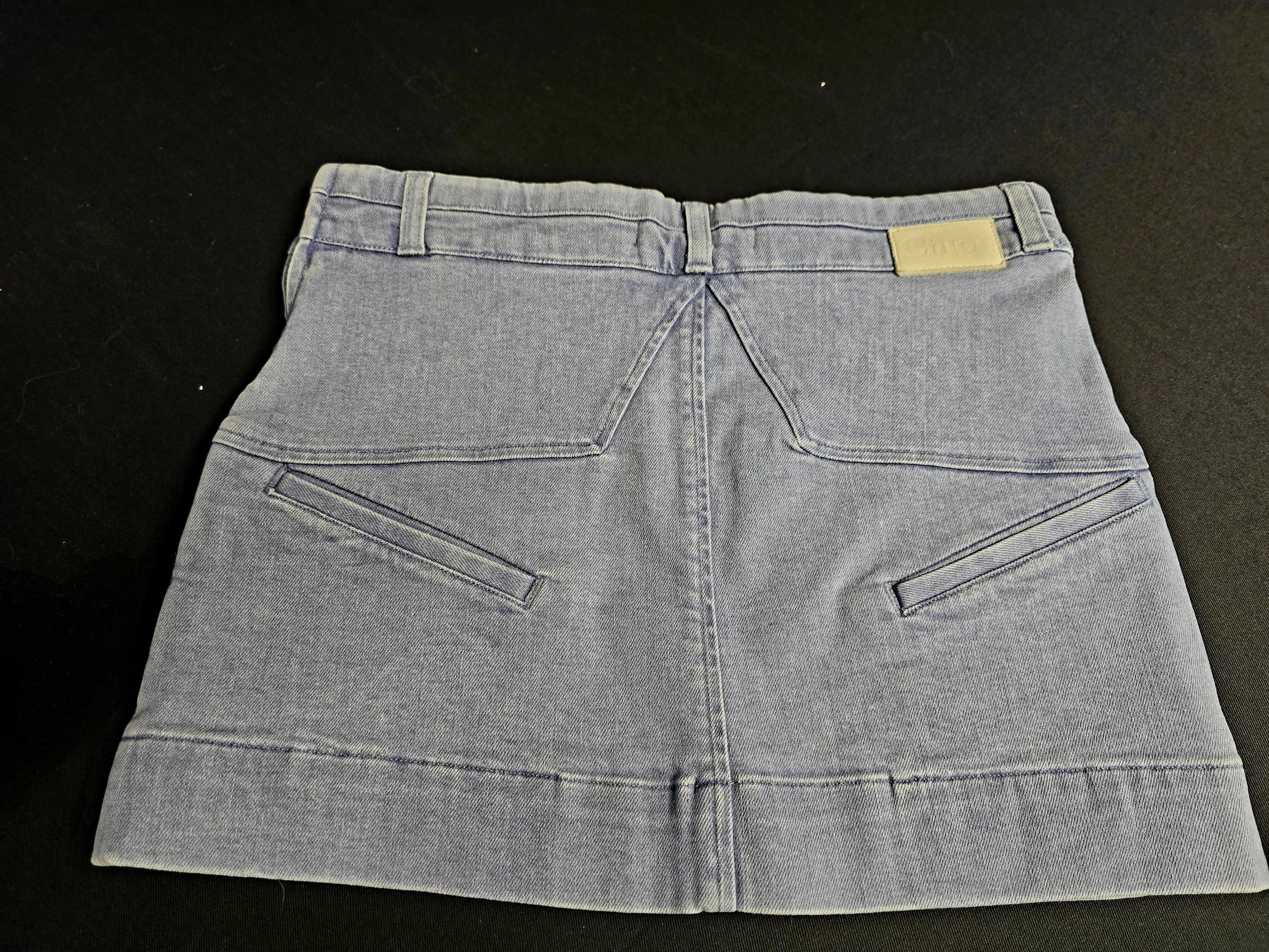 Chloé — Mini-Jupe Denim Délavé T34-36
