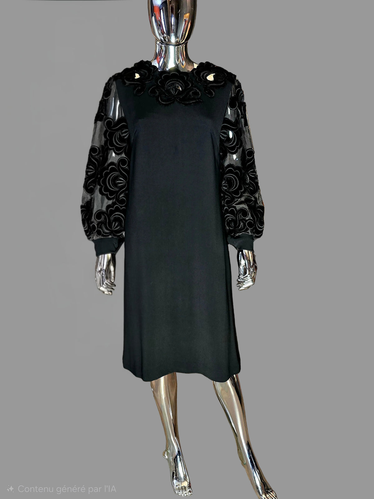 Balmain black 70s dress size 42 vintage - L.F Lusso