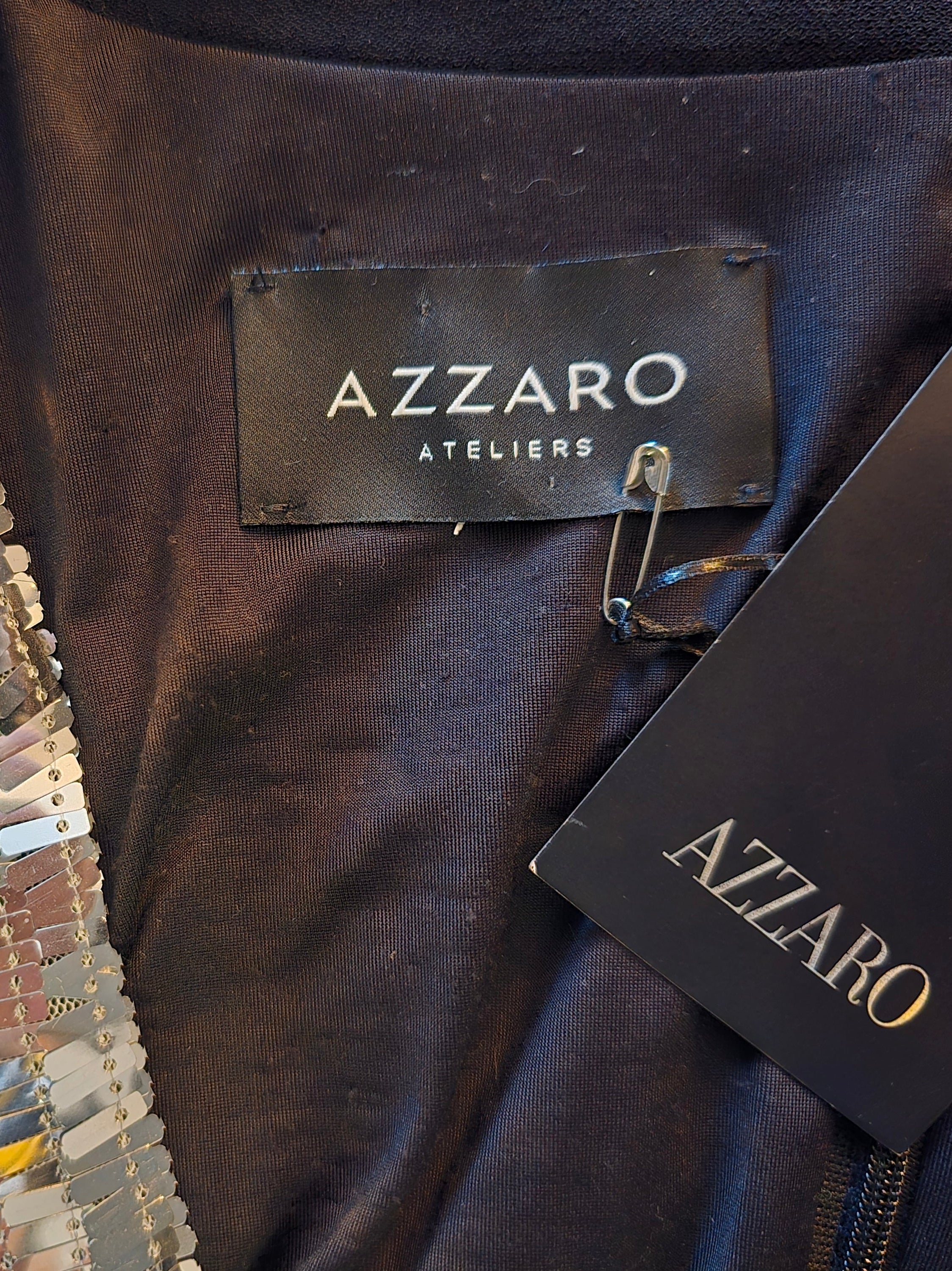 Azzaro — Robe de Soirée Facettes Argentées T40