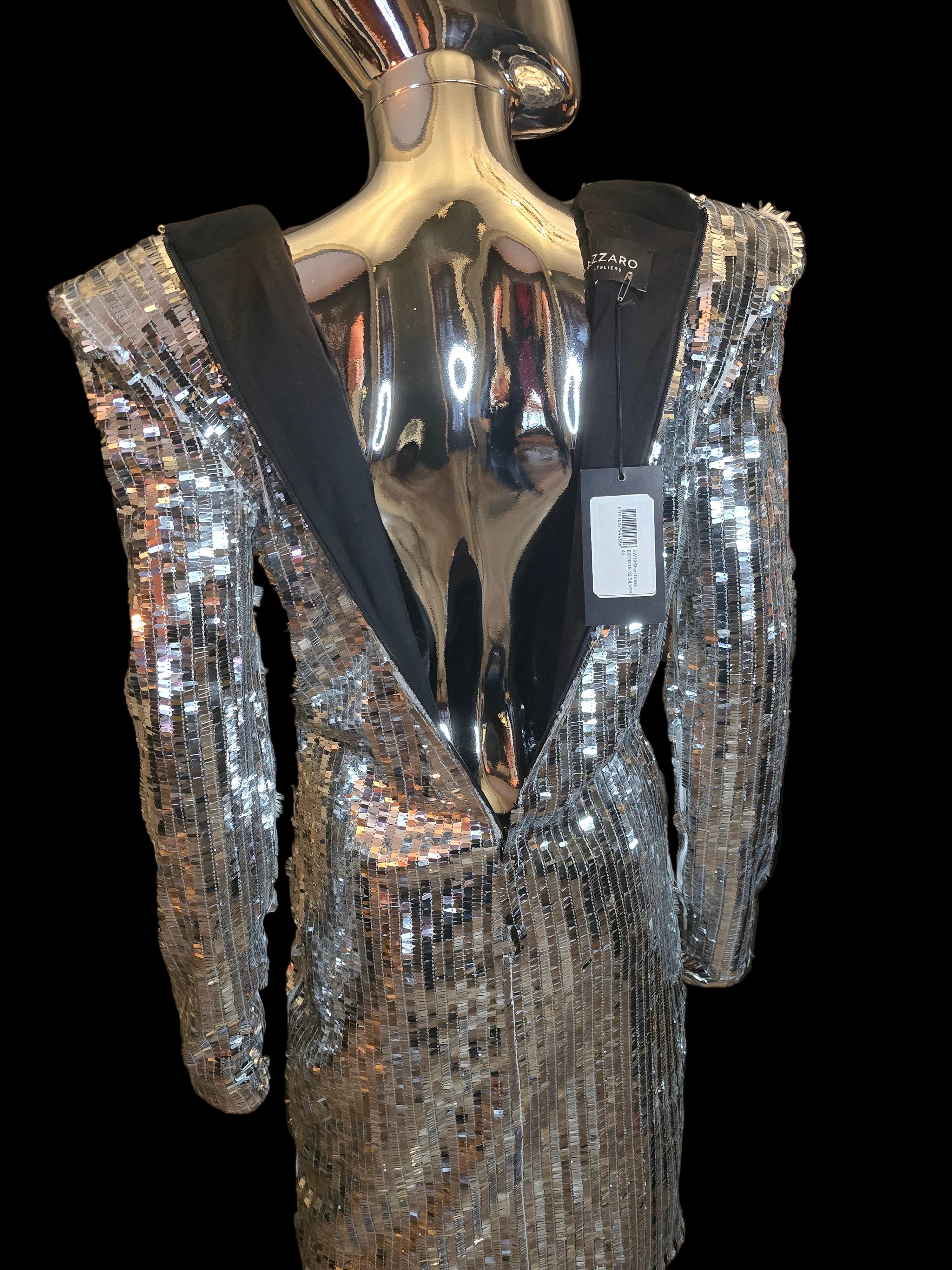 Azzaro — Robe de Soirée Facettes Argentées T40