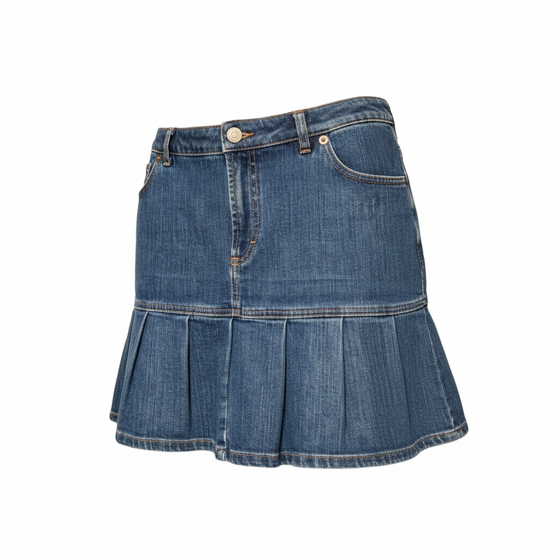 Versace Jeans Couture Jupe Denim Bas Plissé T44