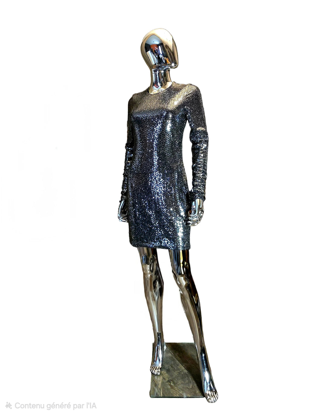 Azzaro – All-Sequin Silver Evening Dress – New with Tags – UK 10