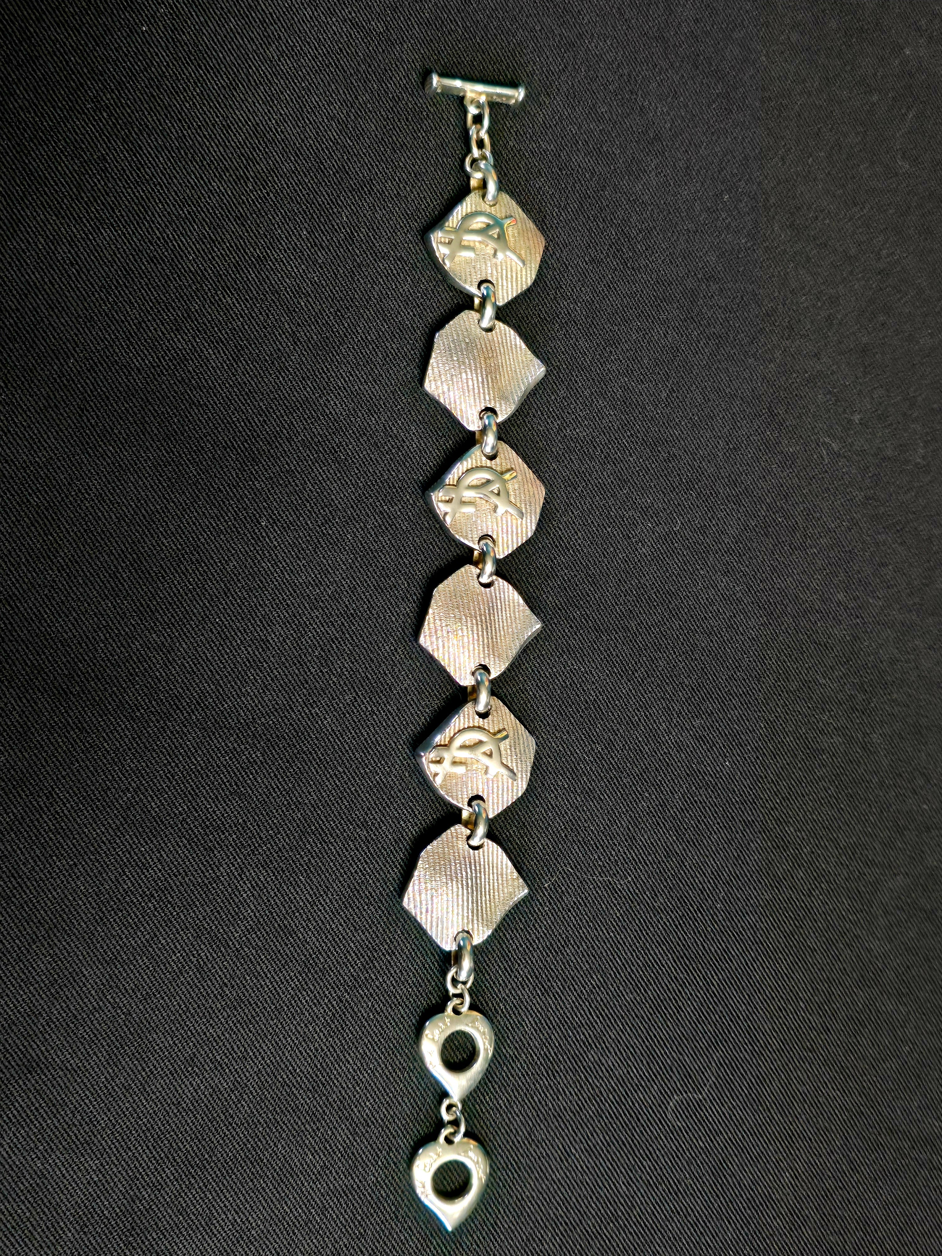 YSL bracelet métal argenté