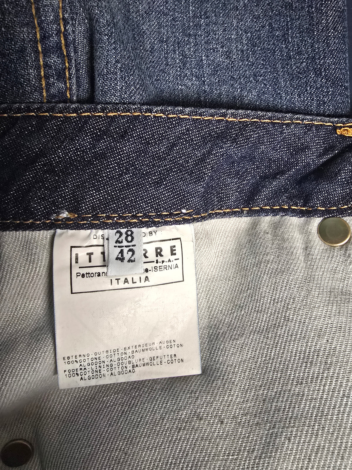 Versace Jeans Couture – Jupe Denim & Strass Dorés – Longueur Genou – T38