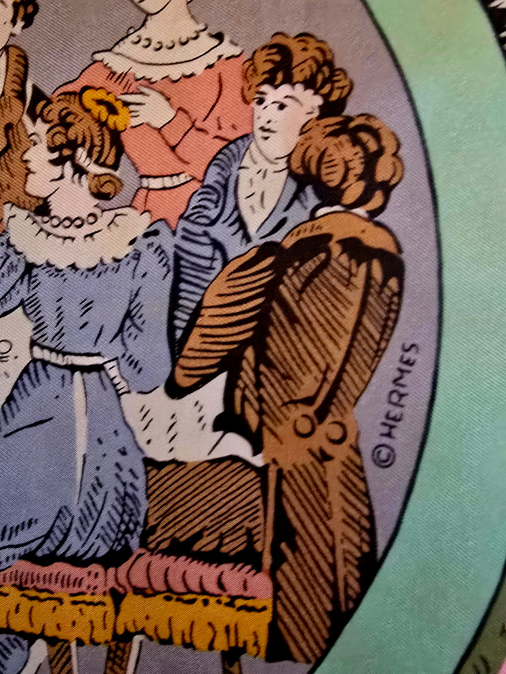 Hermès " jeu des omnibus et dames blanches " carré de soie.