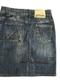 John Galliano Jupe Denim Graffitis T40