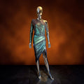 Alexandre Vauthier robe de soirée asymétrique verte métallisée T38 neuve - L.F Lusso