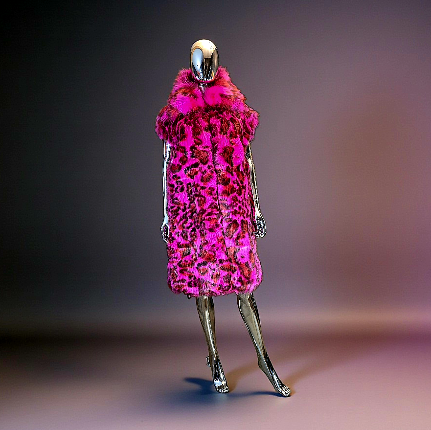 Diessel pink faux fur coat size 38 vintage - L.F Lusso