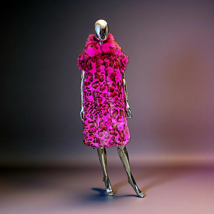 Diessel pink faux fur coat size 38 vintage - L.F Lusso