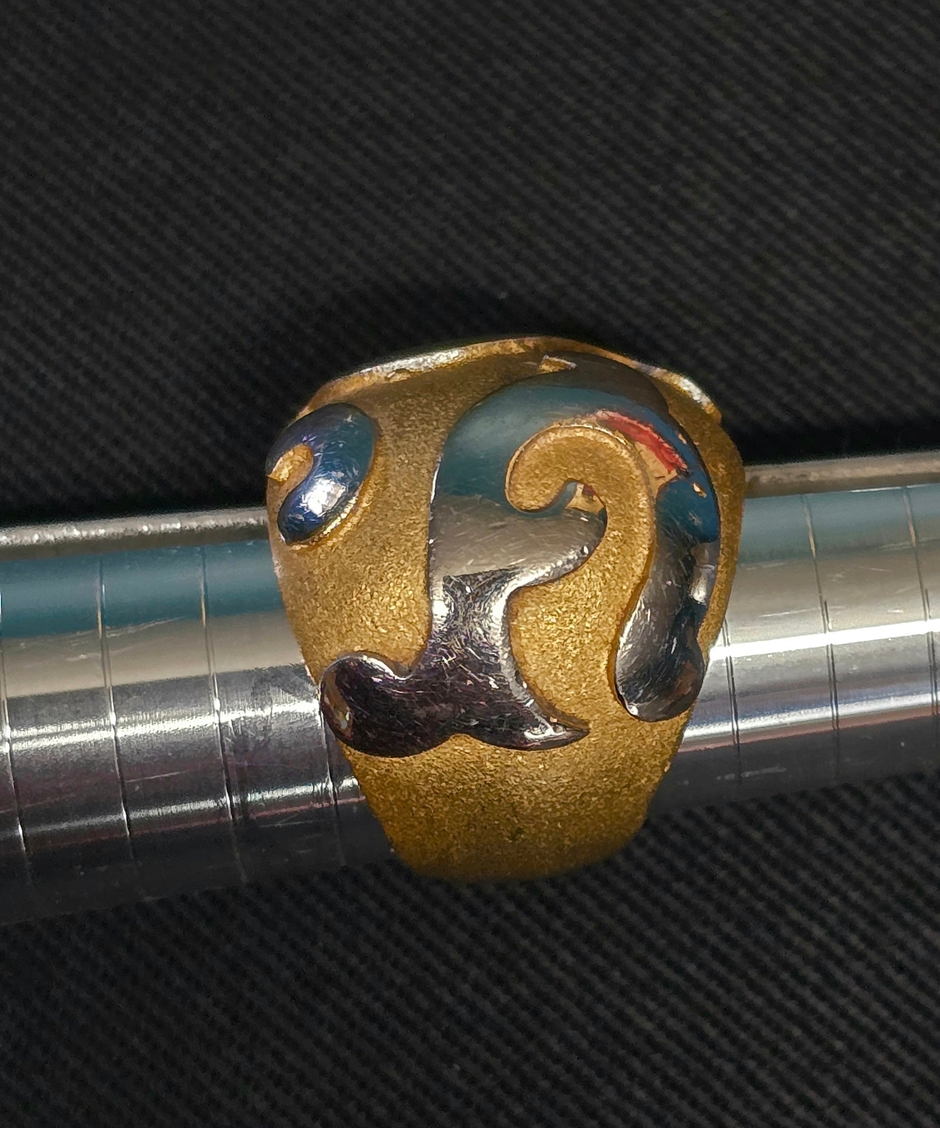 Yves Saint Laurent Bague Imposante Dorée & Argentée Années 2000 T53