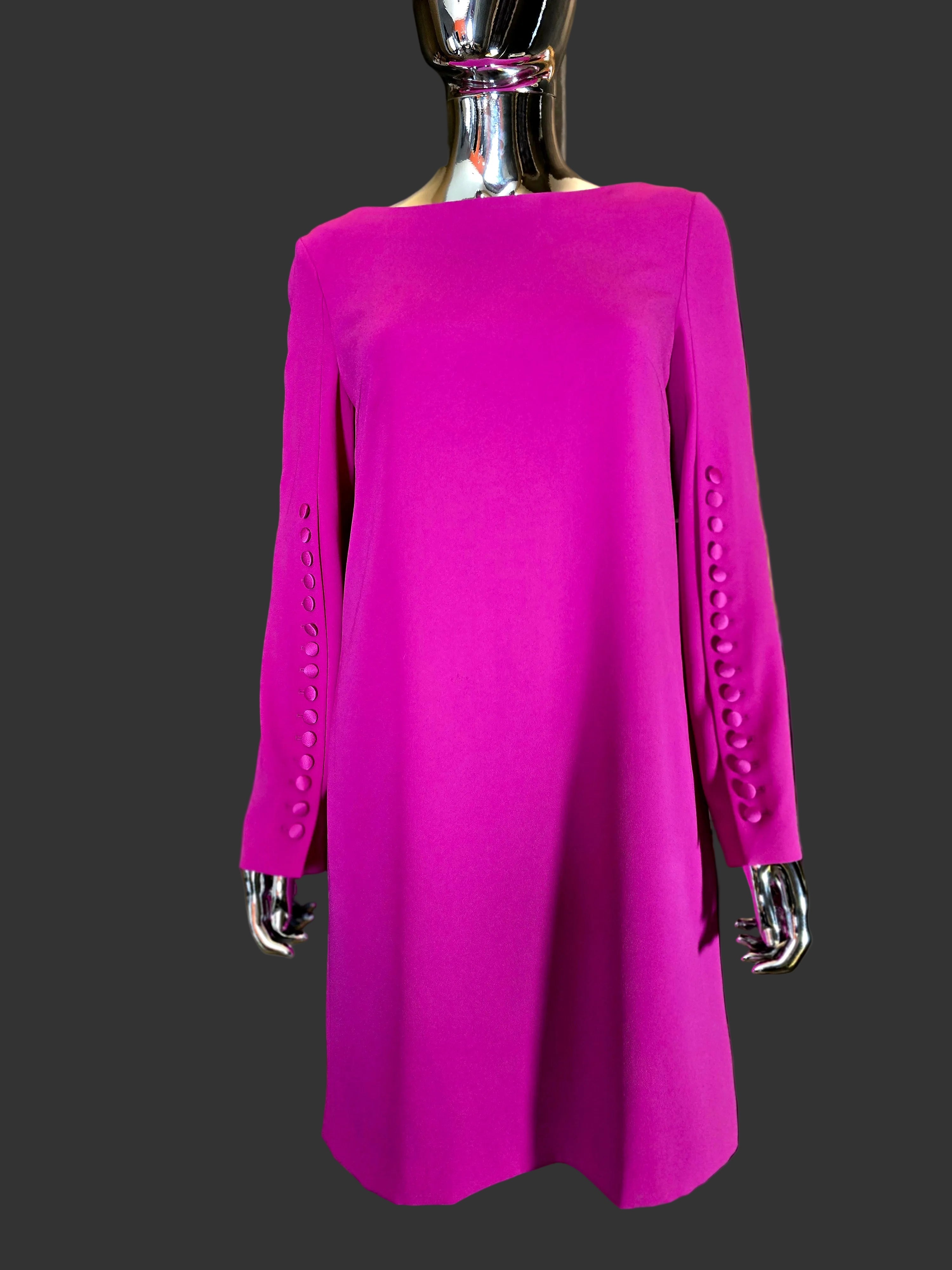 Escada – Robe Rose Col Rond & Boutons aux Manches – T38/40