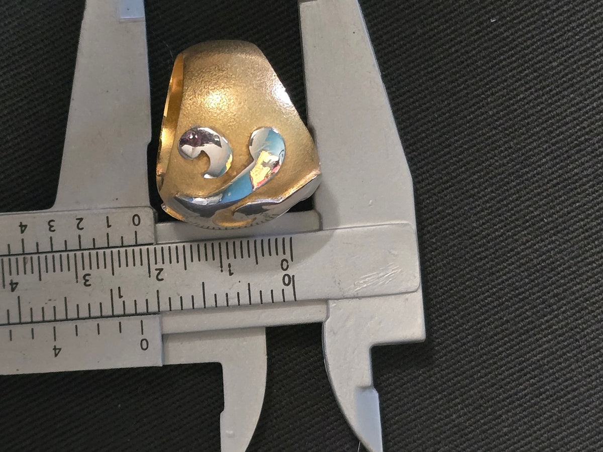Yves Saint Laurent Statement Gold & Silver Ring 2000s Size 53