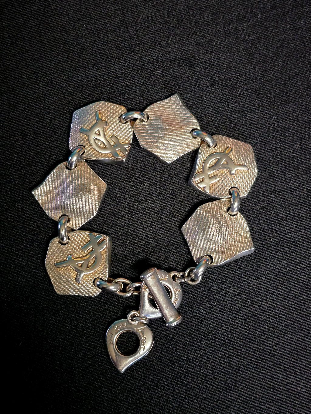 YSL bracelet métal argenté