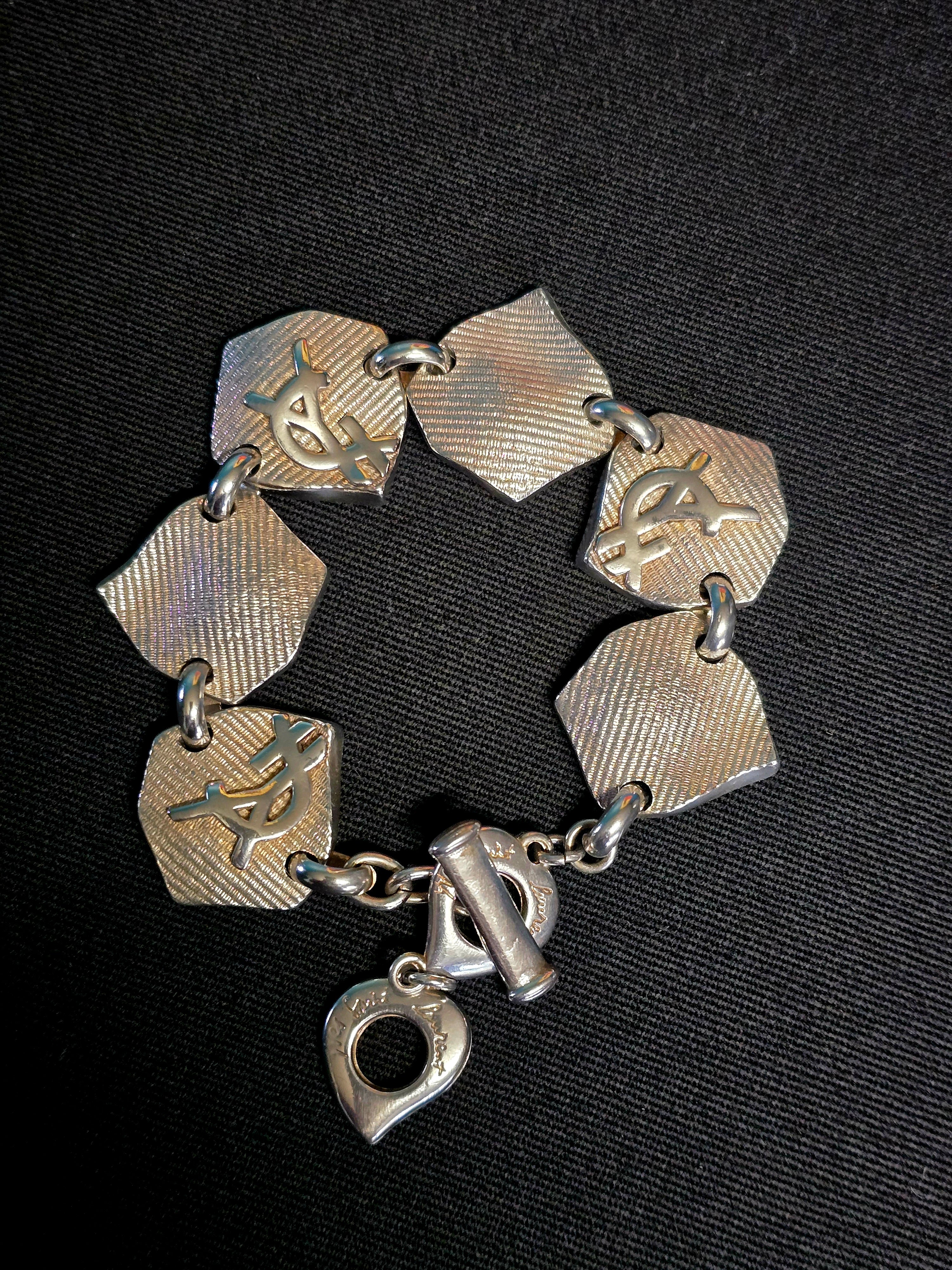 YSL bracelet métal argenté