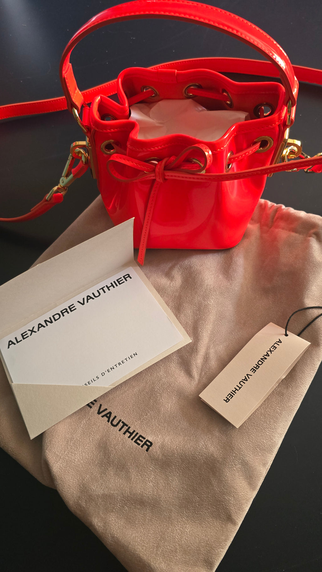 sac sceau orange en cuir neuf - L.F Lusso