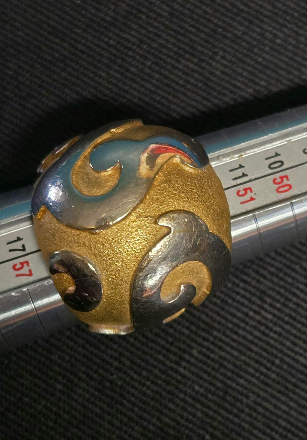 Yves Saint Laurent Bague Imposante Dorée & Argentée Années 2000 T53